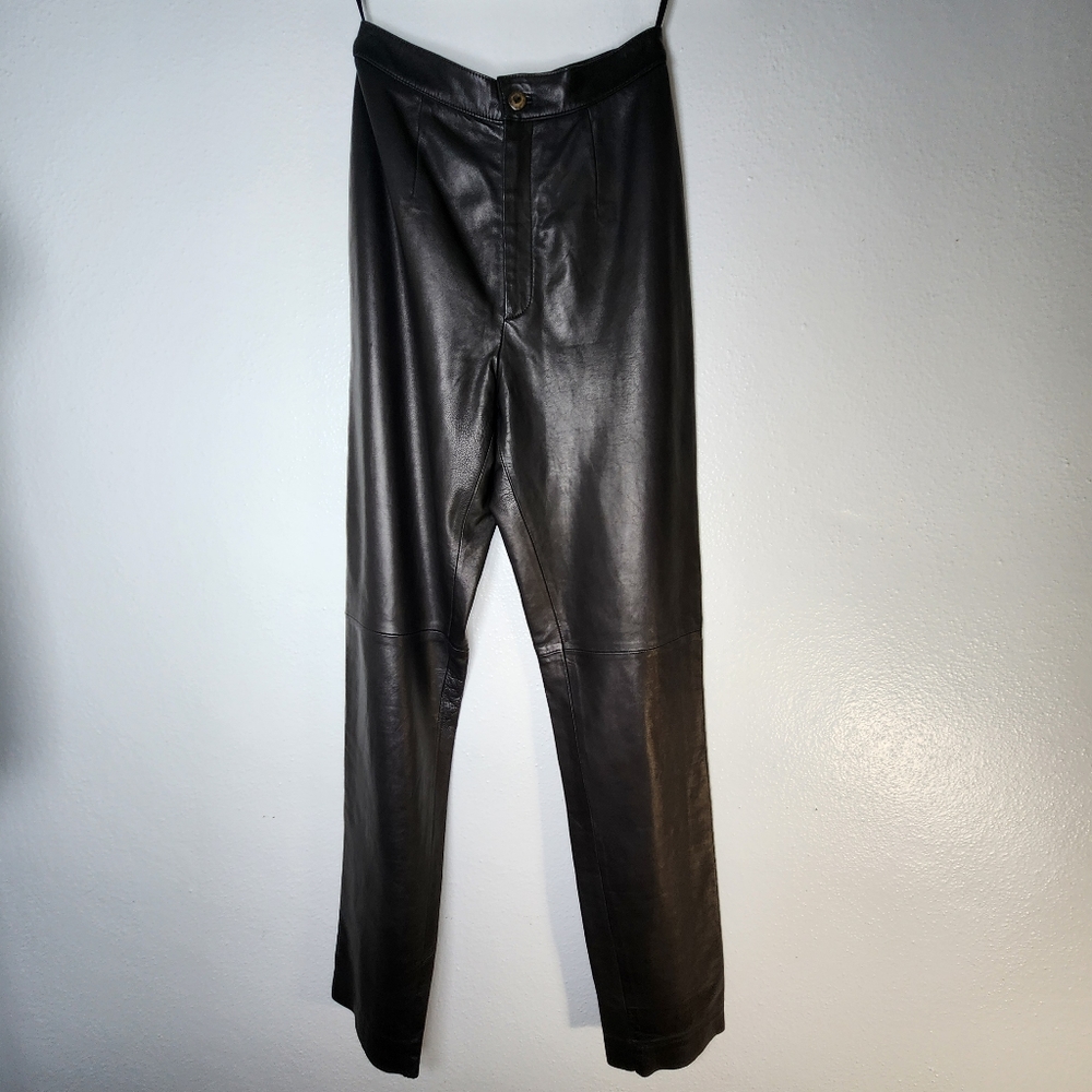 Dana Buchman Lamb Skin Leather Black Pants Size 2 - Picture 5 of 16